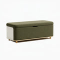 Banc coffre 100 x 40 x 45 cm en tissu vert kaki avec rangement style contemporain