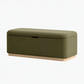 Banc coffre 100 x 45 x 45 cm en tissu vert avec base en bois style contemporain