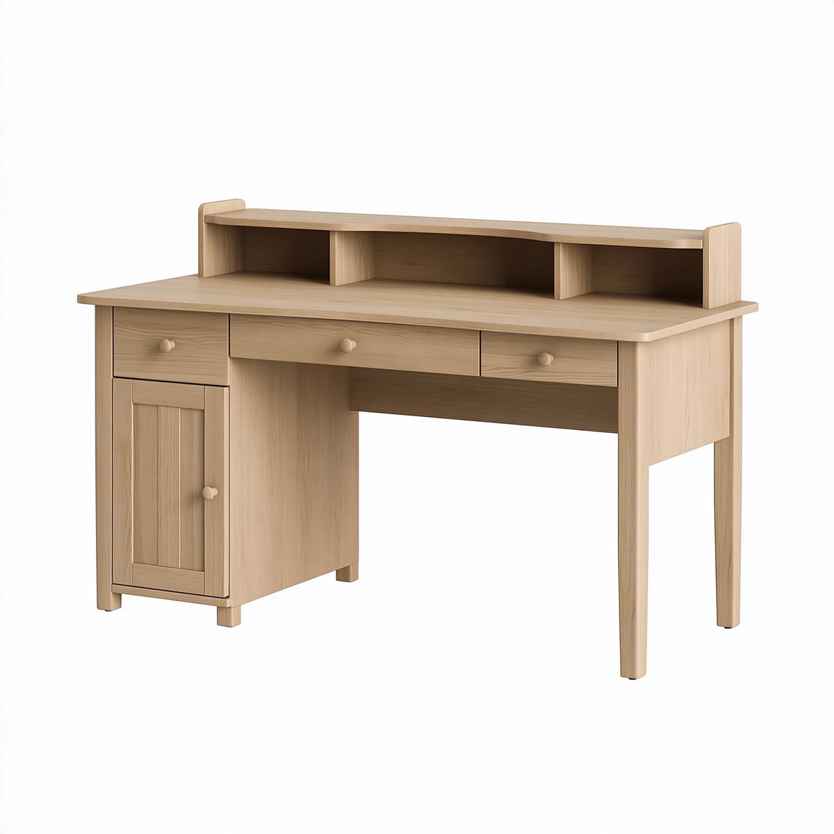 Bureau avec rangement 120 x 55 x 120 cm en bois chêne clair style scandinave