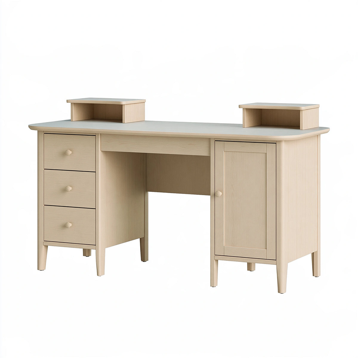 Bureau avec rangements 140 x 60 x 100 cm effet bois clair style scandinave