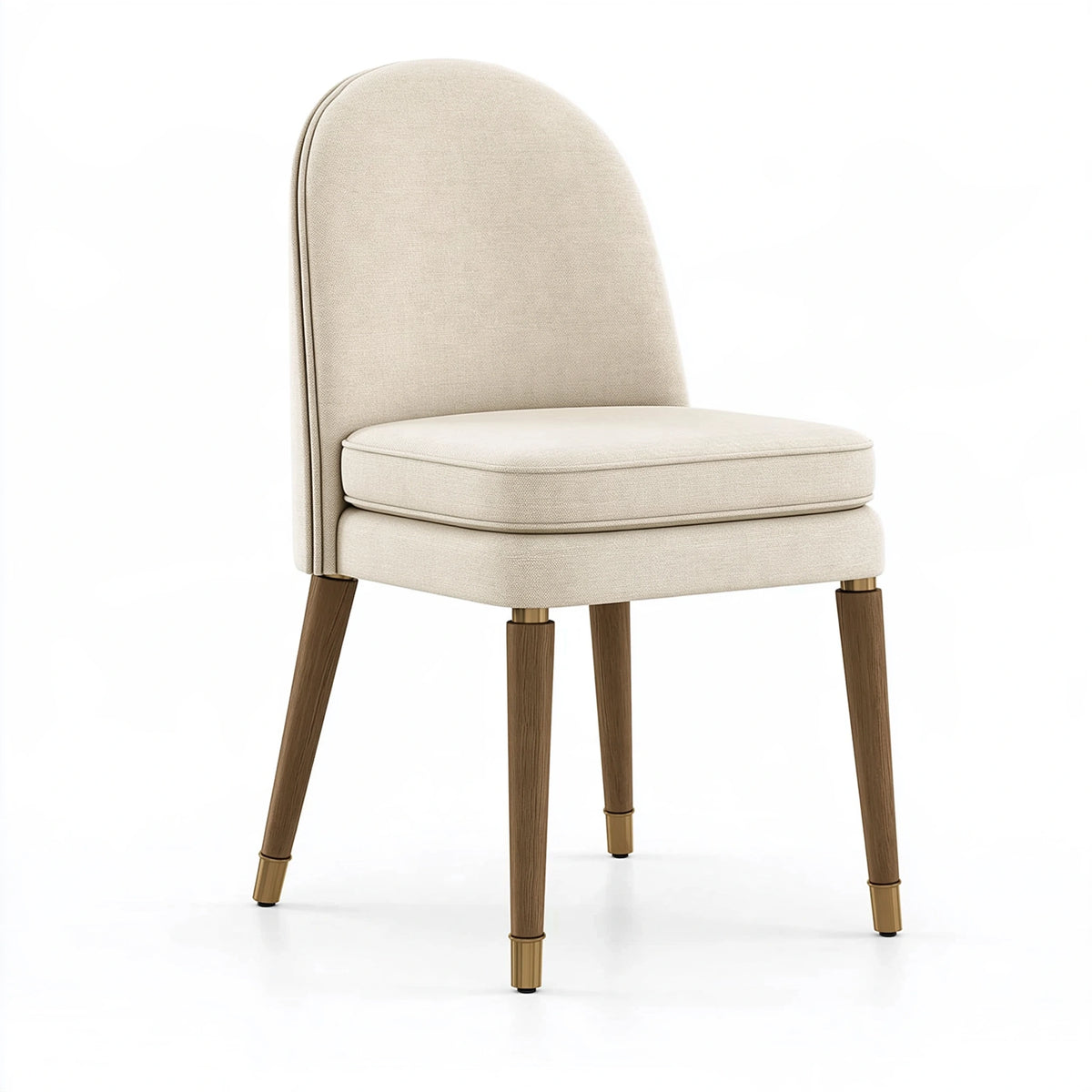 Chaise de salle à manger 50 x 60 x 90 cm en tissu beige avec pieds en bois style contemporain