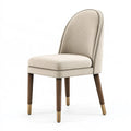 Chaise de salle à manger 52 x 62 x 92 cm en tissu beige avec pieds en bois style contemporain