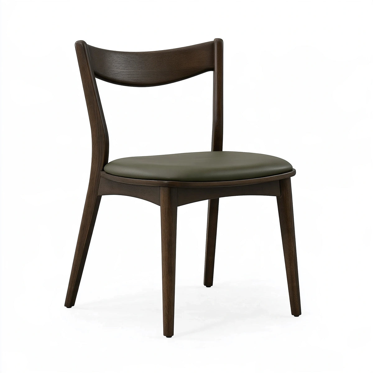 Chaise de salle à manger 48 x 54 x 78 cm en bois brun avec assise rembourrée vert olive