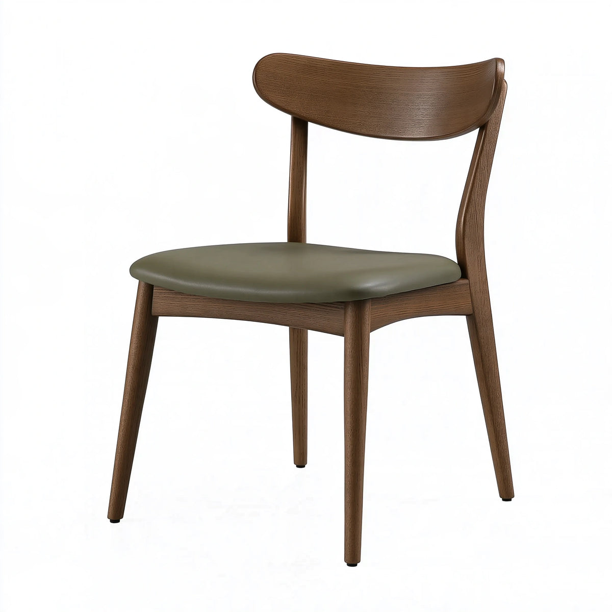 Chaise de salle à manger 50 x 55 x 78 cm en bois marron avec assise vert olive style contemporain