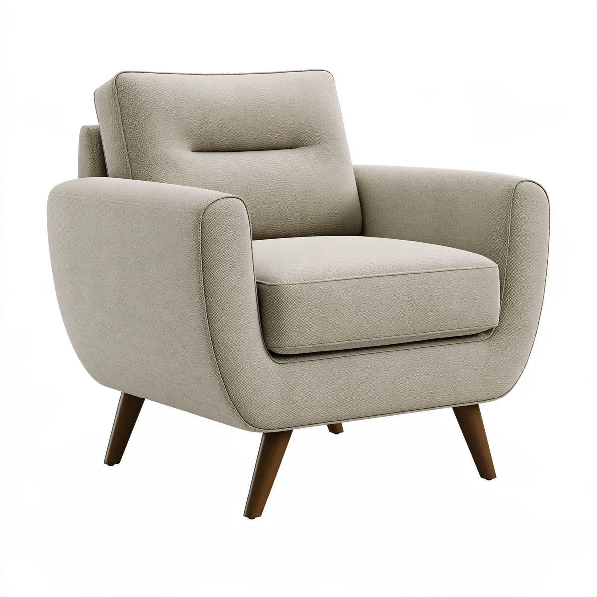 Fauteuil 80 x 85 x 90 cm en tissu beige pieds en bois style contemporain