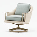 Fauteuil pivotant 78 x 82 x 98 cm en tissu beige et vert pâle - salon contemporain