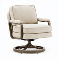 Fauteuil pivotant 78 x 76 x 96 cm en tissu beige et métal brun style contemporain