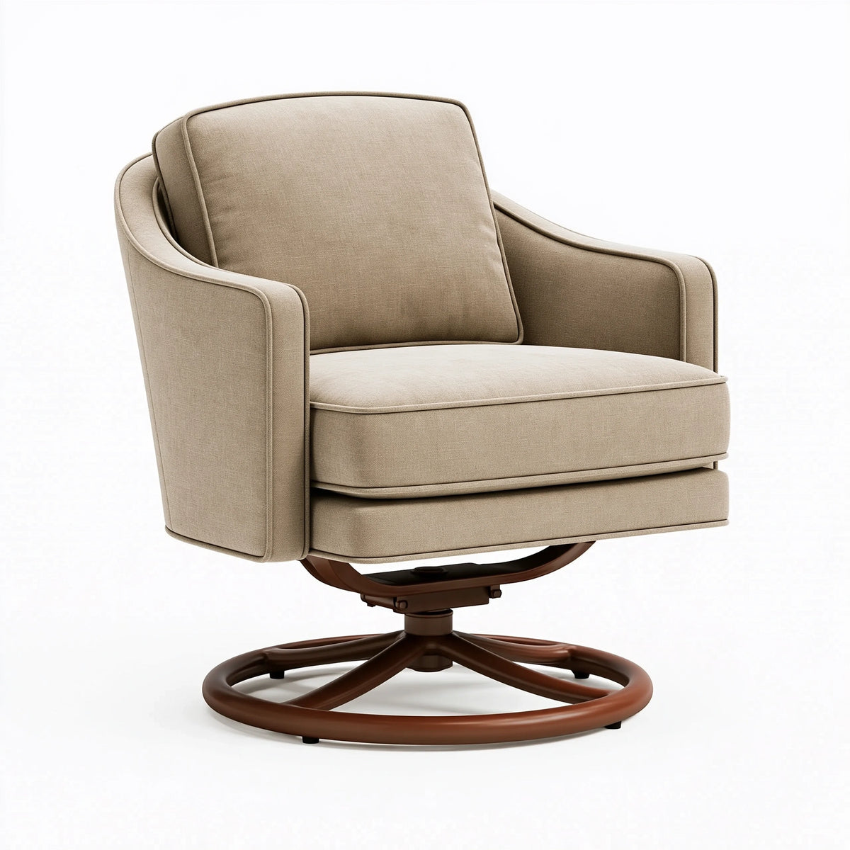 Fauteuil pivotant 78 x 84 x 92 cm en tissu beige style contemporain