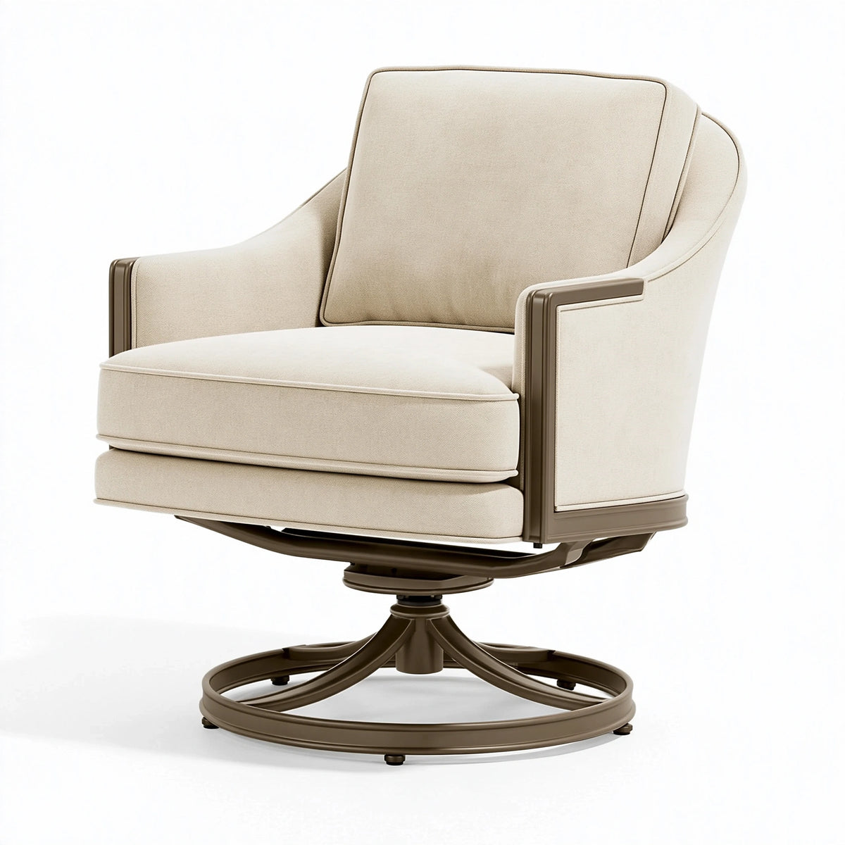 Fauteuil pivotant 85 x 90 x 98 cm en tissu beige style contemporain
