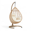 Fauteuil suspendu 110 x 100 x 195 cm en rotin beige avec support en acier style bohème