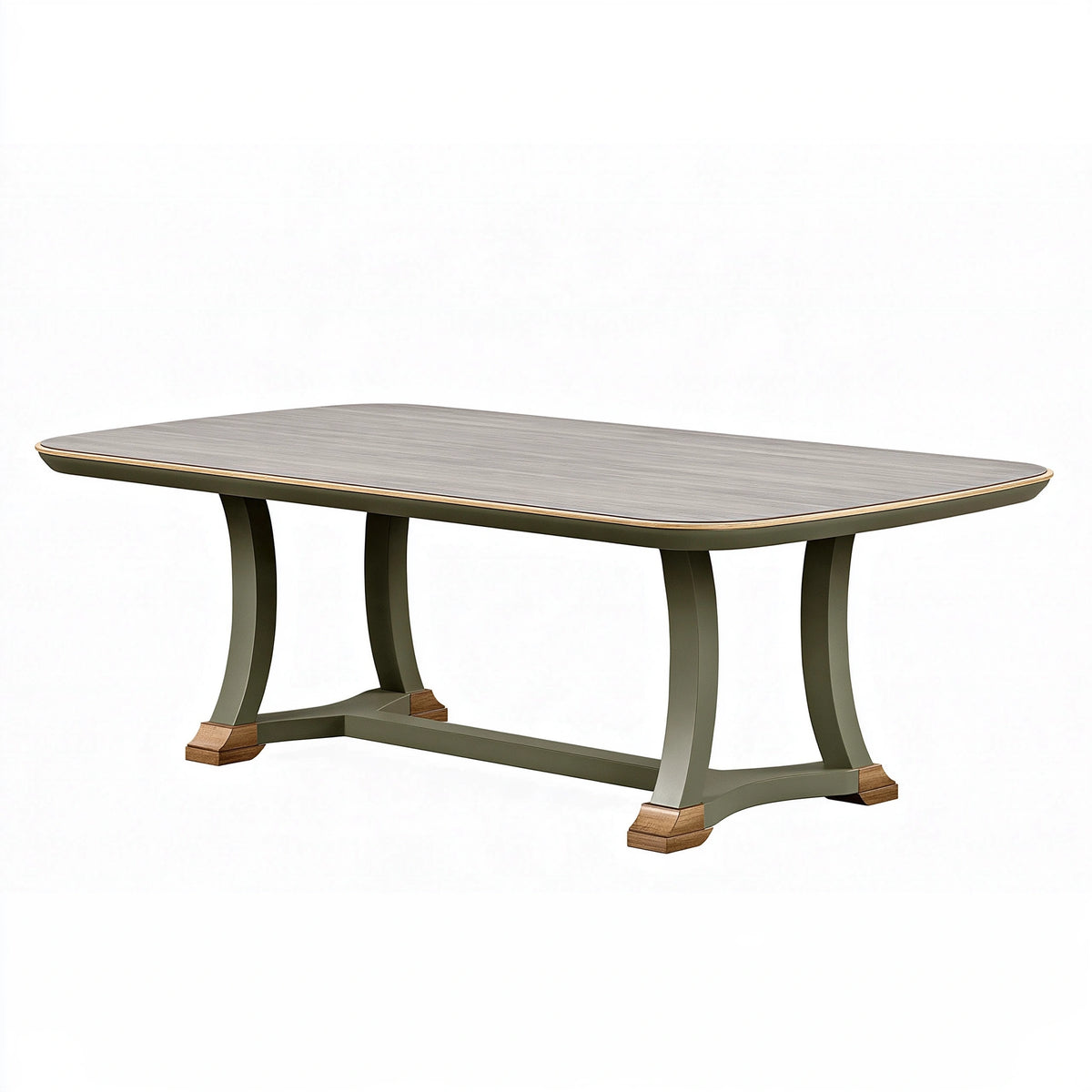 Table de salle à manger 180 x 90 x 75 cm en bois gris et vert style classique