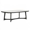 Table à manger 160 x 90 x 75 cm bois noir plateau aspect marbre style contemporain