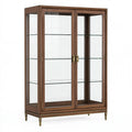 Vitrine 100 x 45 x 190 cm en bois brun et verre à 2 portes style classique