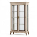 Vitrine 100 x 45 x 190 cm en bois et verre beige style classique à 2 portes