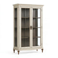 Vitrine 120 x 45 x 200 cm en bois et verre blanc style classique à 2 portes