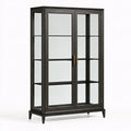 Vitrine 120 x 45 x 190 cm en bois et verre noir style classique avec 2 portes