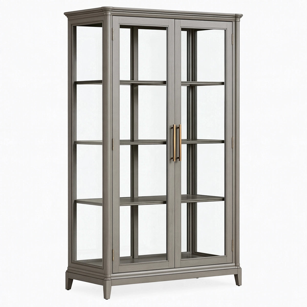 Vitrine 120 x 45 x 200 cm en bois et verre gris style classique à 2 portes